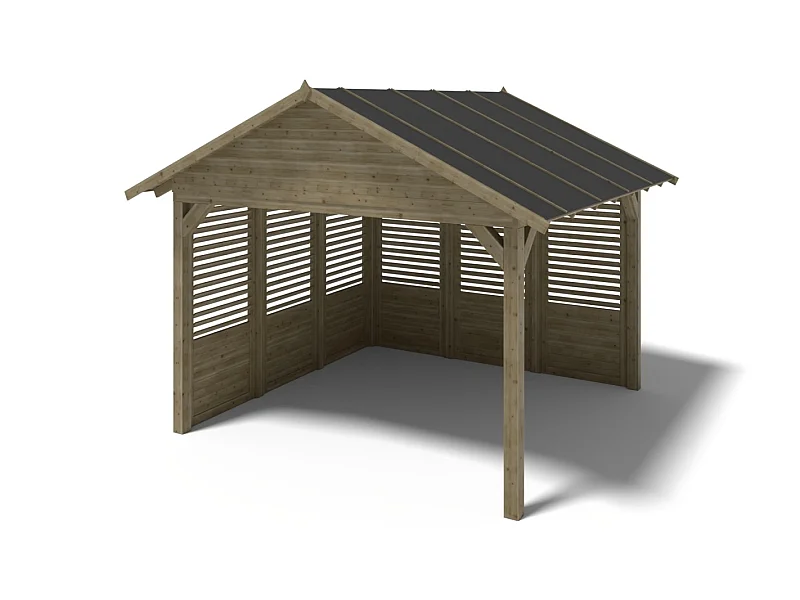 Pergola de jardin 4.04x4.04m avec panneaux - traité - ALT129 - ALTANKA