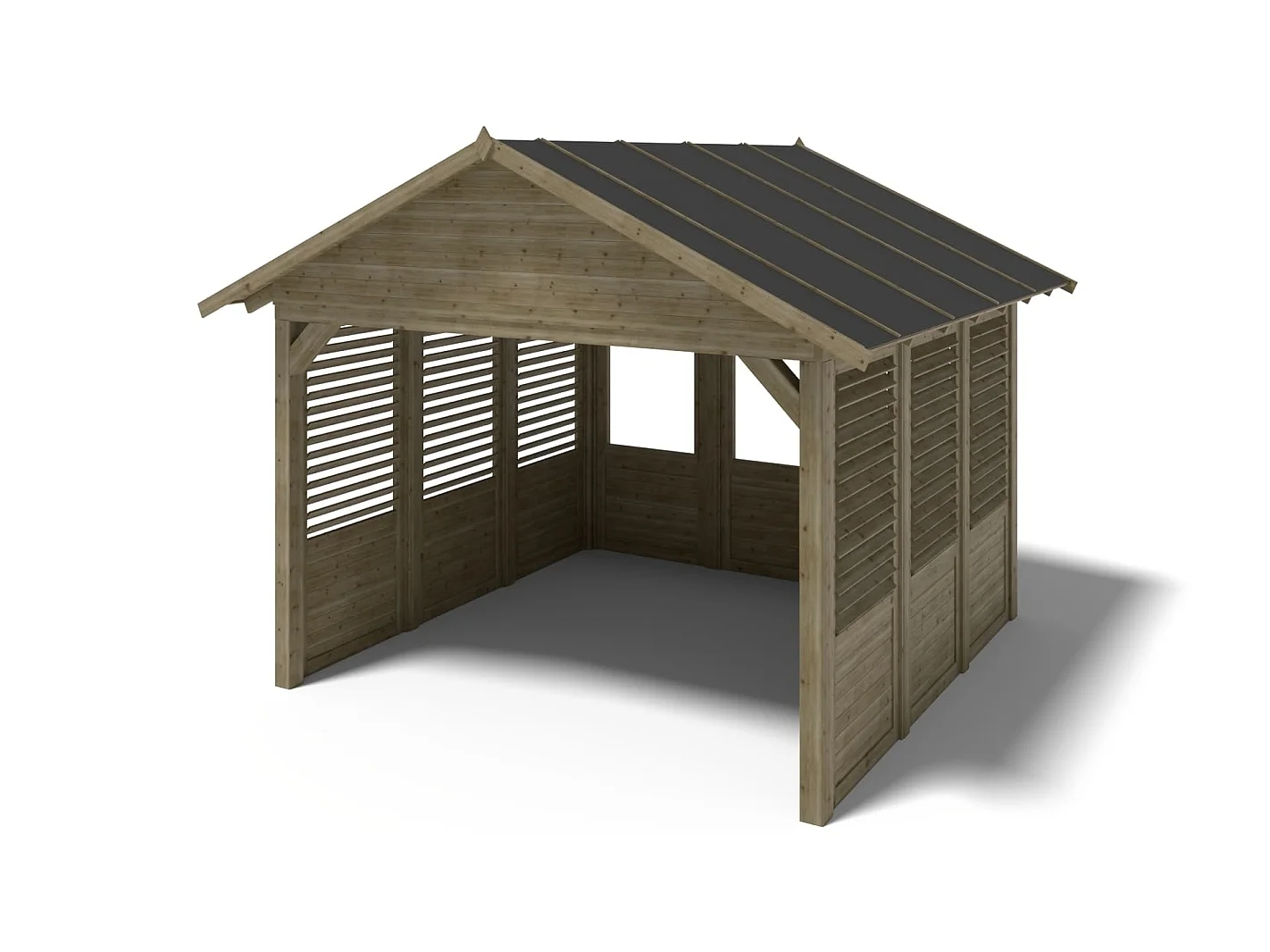 Gazebo da giardino in legno pergola 4.04x4.04 m con pannelli - Impregnata - ALT128 - ALTANKA