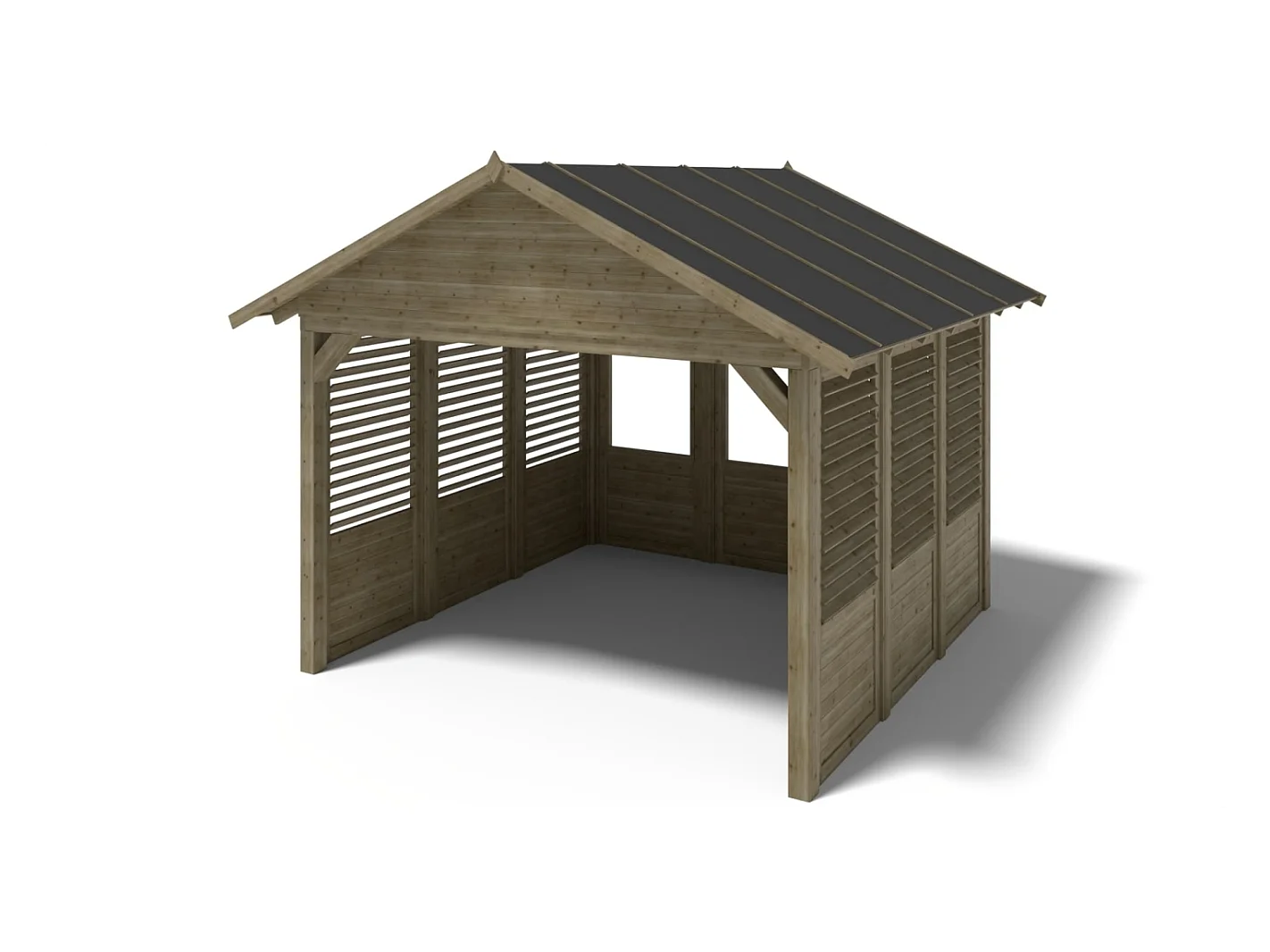Pergola de jardin 4.04x4.04m avec panneaux - traité - ALT128 - ALTANKA