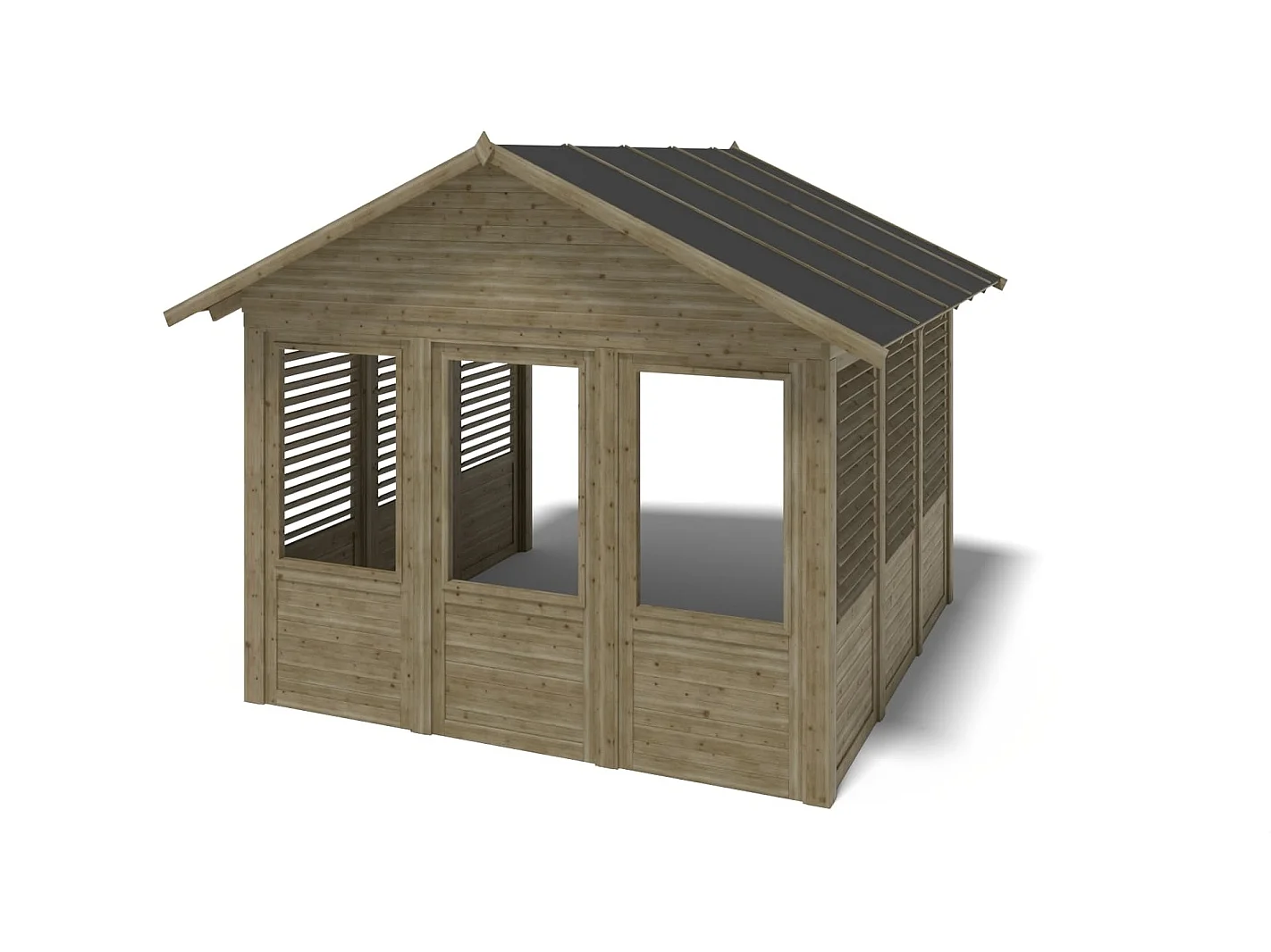 Pergola de jardin 4.04x4.04m avec panneaux - traité - ALT128 - ALTANKA