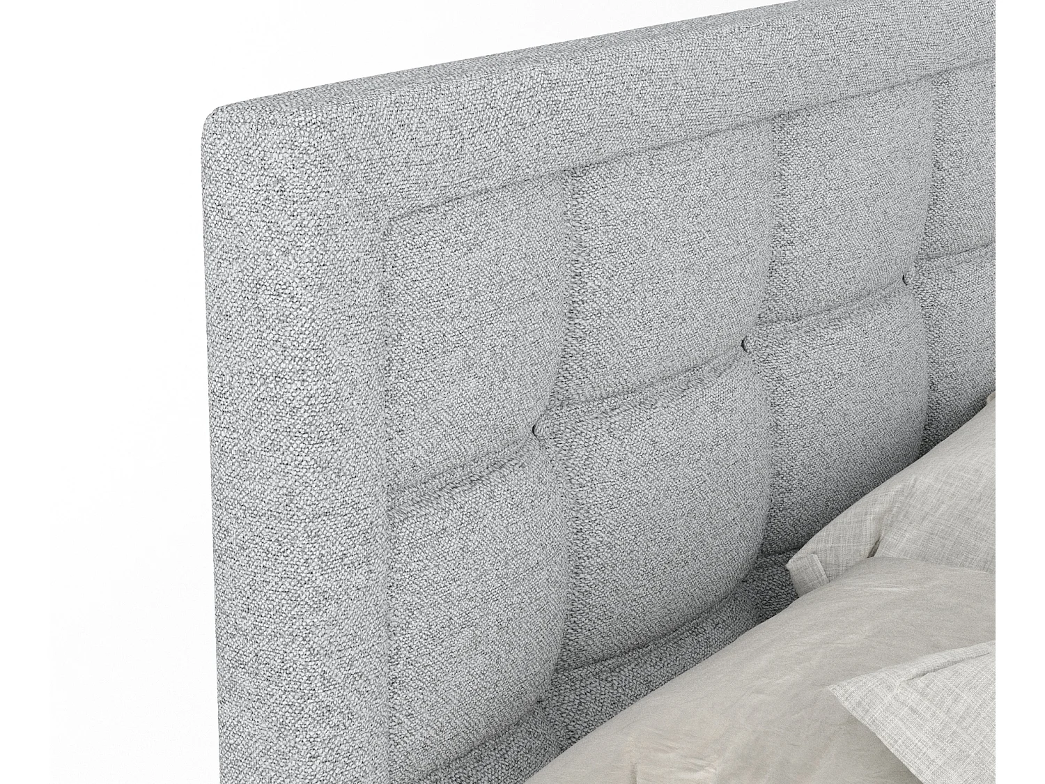 Lit boxspring en toile tissée Ambrosia - matelas - surmatelas - 180x200 cm - gris clair