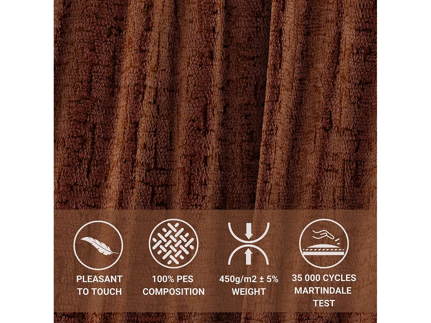 Boxspringbett aus Chenille-Stoff Aurelia - Matratze - Toppermatratze - 140x200 cm - kupferfarbe