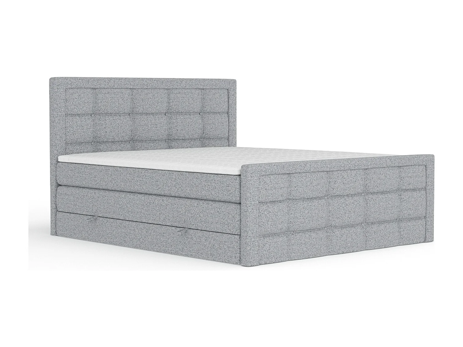 Boxspringbett aus Webstoff Ambrosia - Matratze - Toppermatratze - 200x200 cm - grau