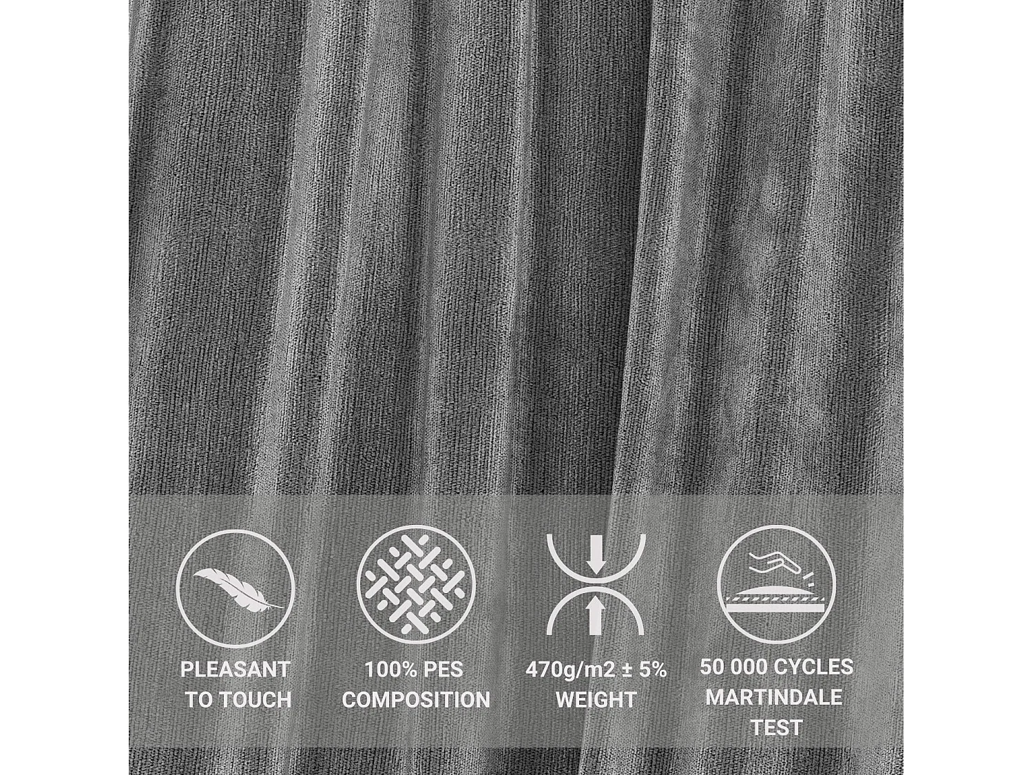 Boxspringbett aus Chenille-Stoff Juniper - Matratze - Toppermatratze - 180x200 cm - grau