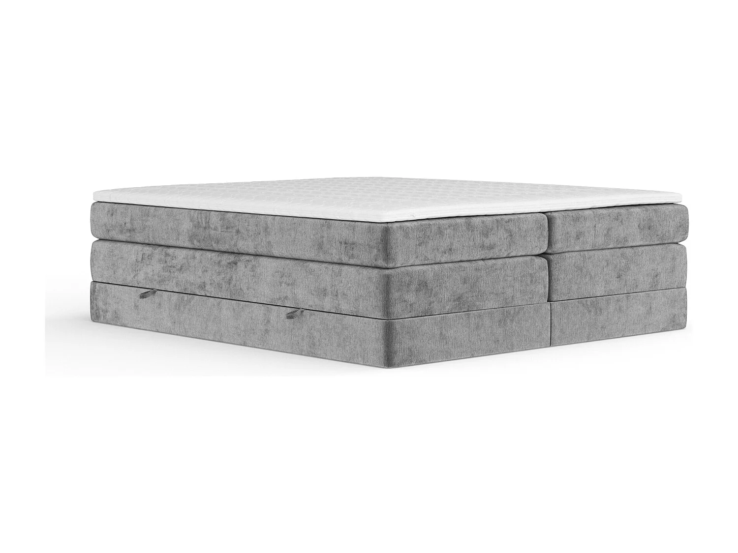 Boxspringbett aus Chenille-Stoff Juniper - Matratze - Toppermatratze - 180x200 cm - grau