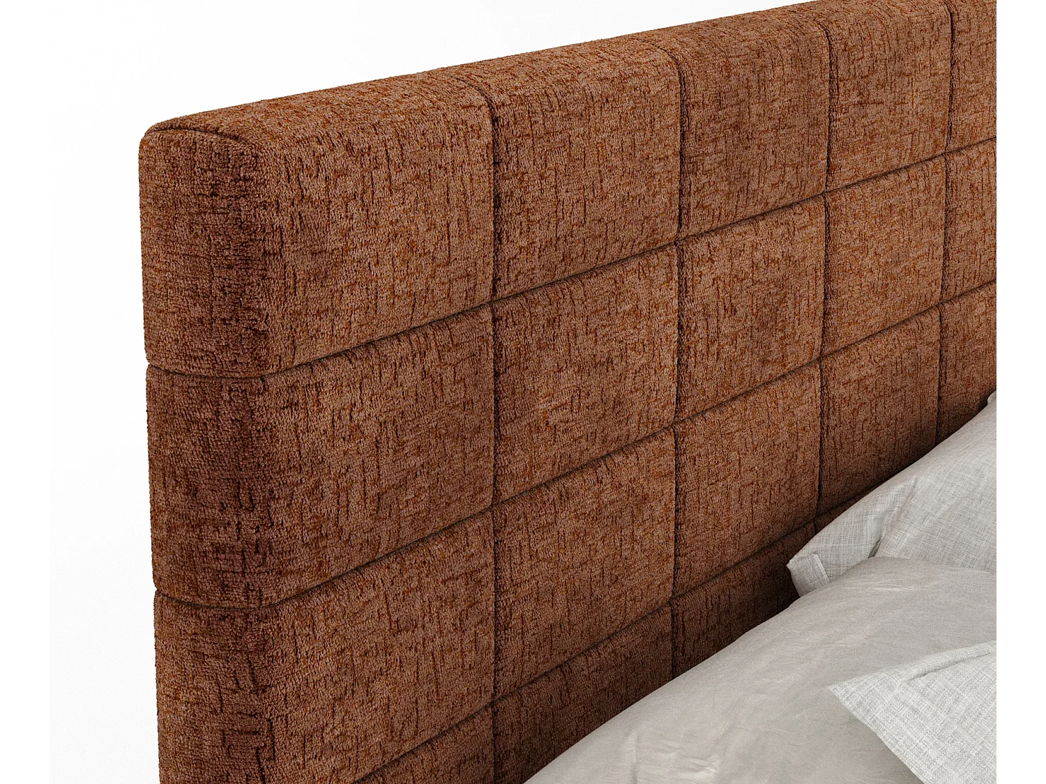 Boxspringbett aus Chenille-Stoff Ava - Matratze - Toppermatratze - 180x200 cm - kupferfarbe
