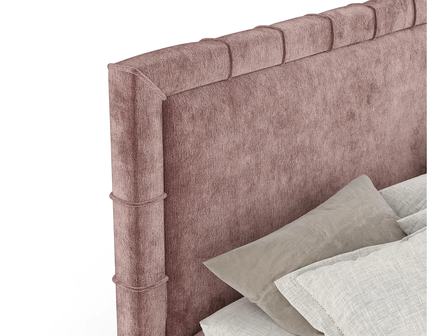 Boxspringbett aus Chenille-Stoff Sundown - Matratze - Toppermatratze - 180x200 cm - rosa