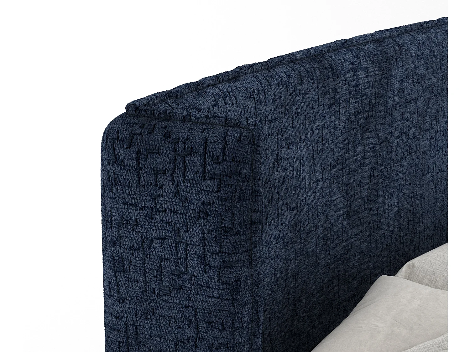 Boxspringbett aus Chenille-Stoff Ardis - Matratze - Toppermatratze - 140x200 cm - marineblau