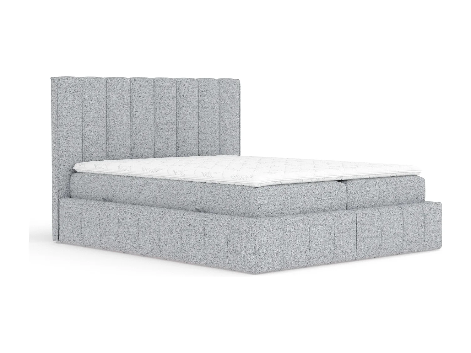 Boxspringbett aus Webstoff Moretti - Matratze - Toppermatratze - 180x200 cm - grau