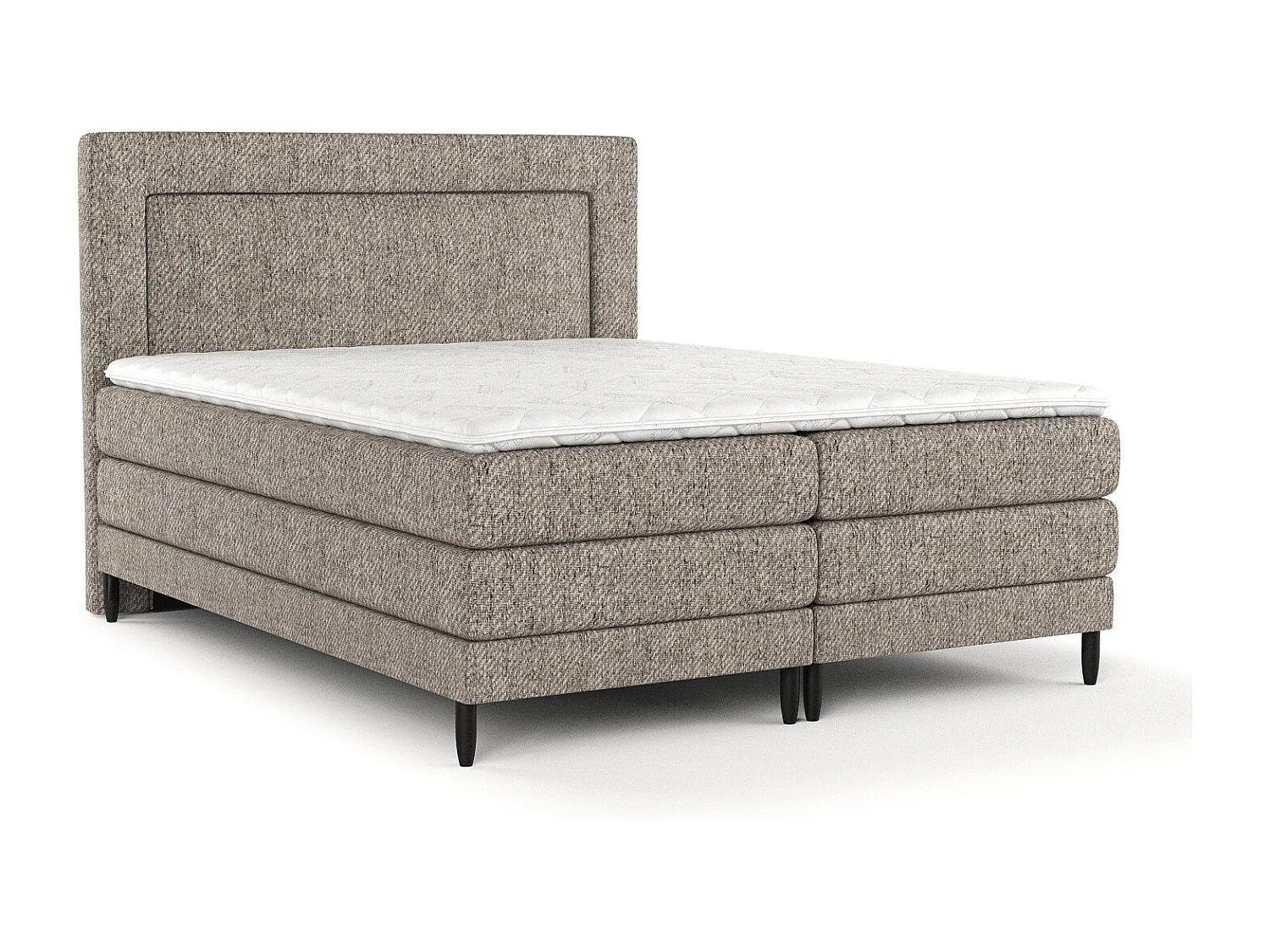 Boxspringbett aus Webstoff Madame - Matratze - Toppermatratze - 180x200 cm - hellbraun
