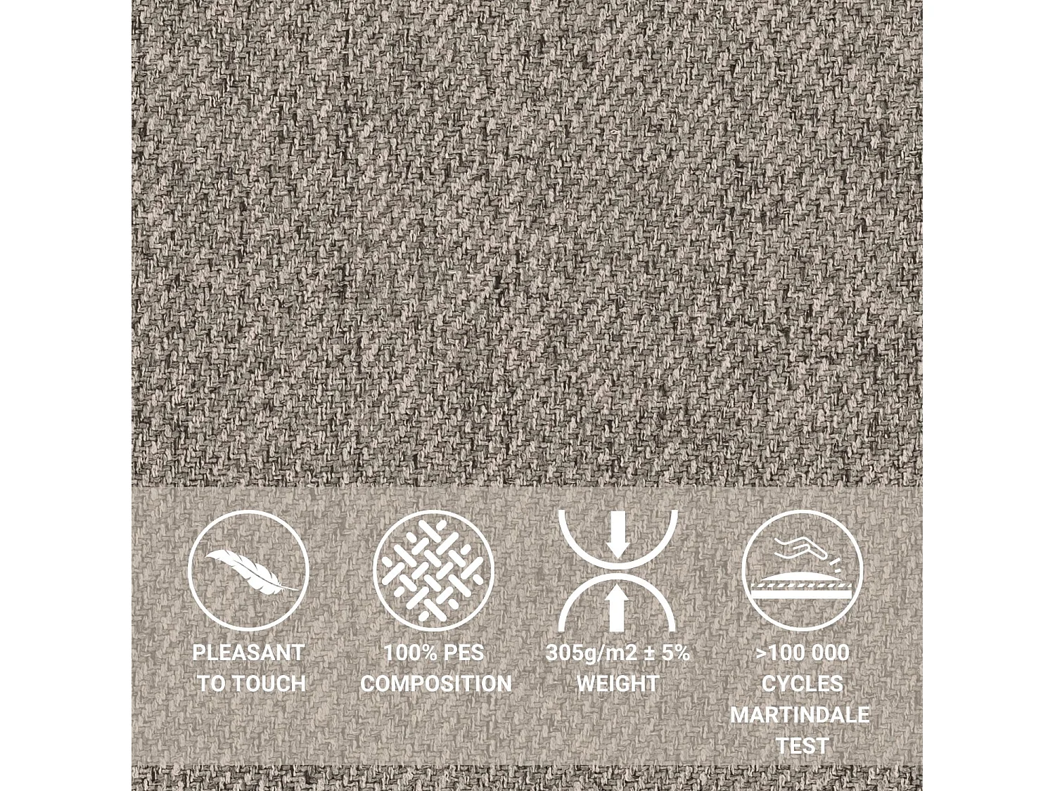 Boxspringbett aus Webstoff Madame - Matratze - Toppermatratze - 180x200 cm - hellbraun