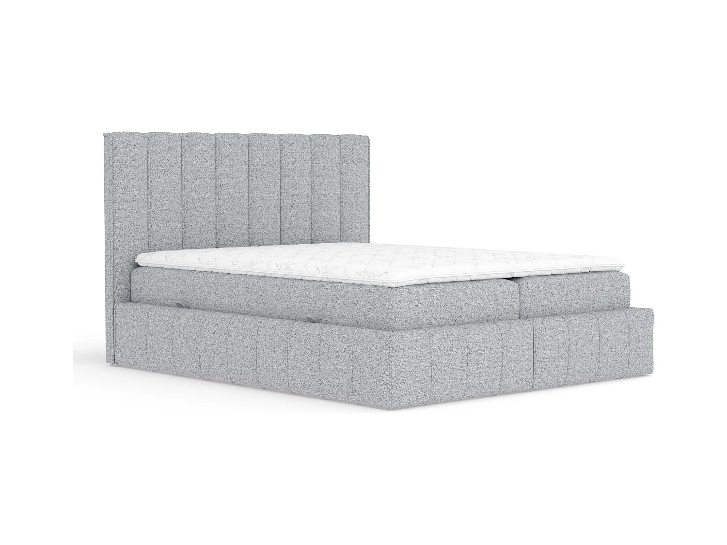 Boxspringbett aus Webstoff Moretti - Matratze - Toppermatratze - 200x200 cm - grau
