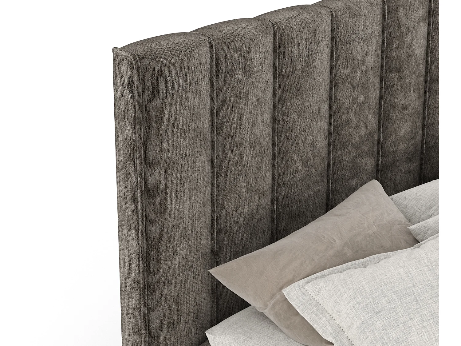 Boxspringbett aus Chenille-Stoff Moretti - Matratze - Toppermatratze - 140x200 cm - braun