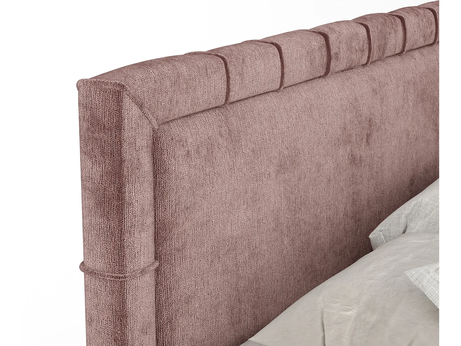 Boxspringbett aus Chenille-Stoff Voyage - Matratze - Toppermatratze - 180x200 cm - rosa