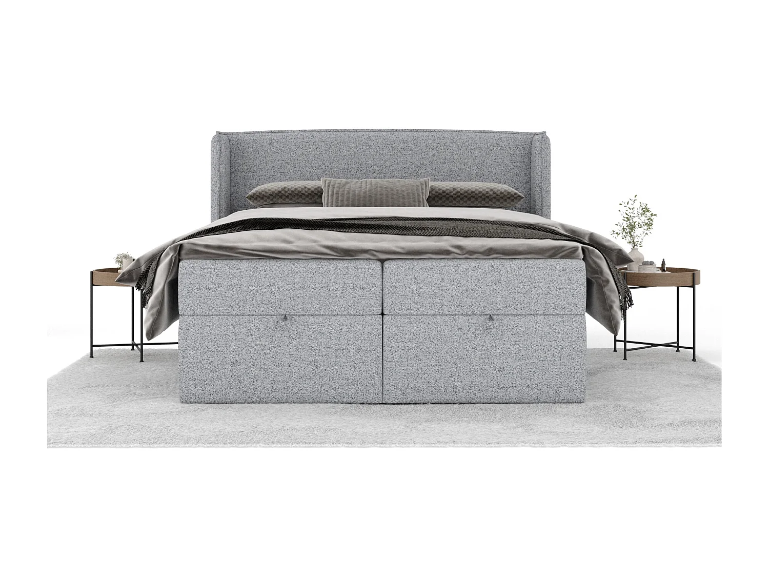 Lit boxspring en toile tissée Passion - matelas - surmatelas - 160x200 cm - gris