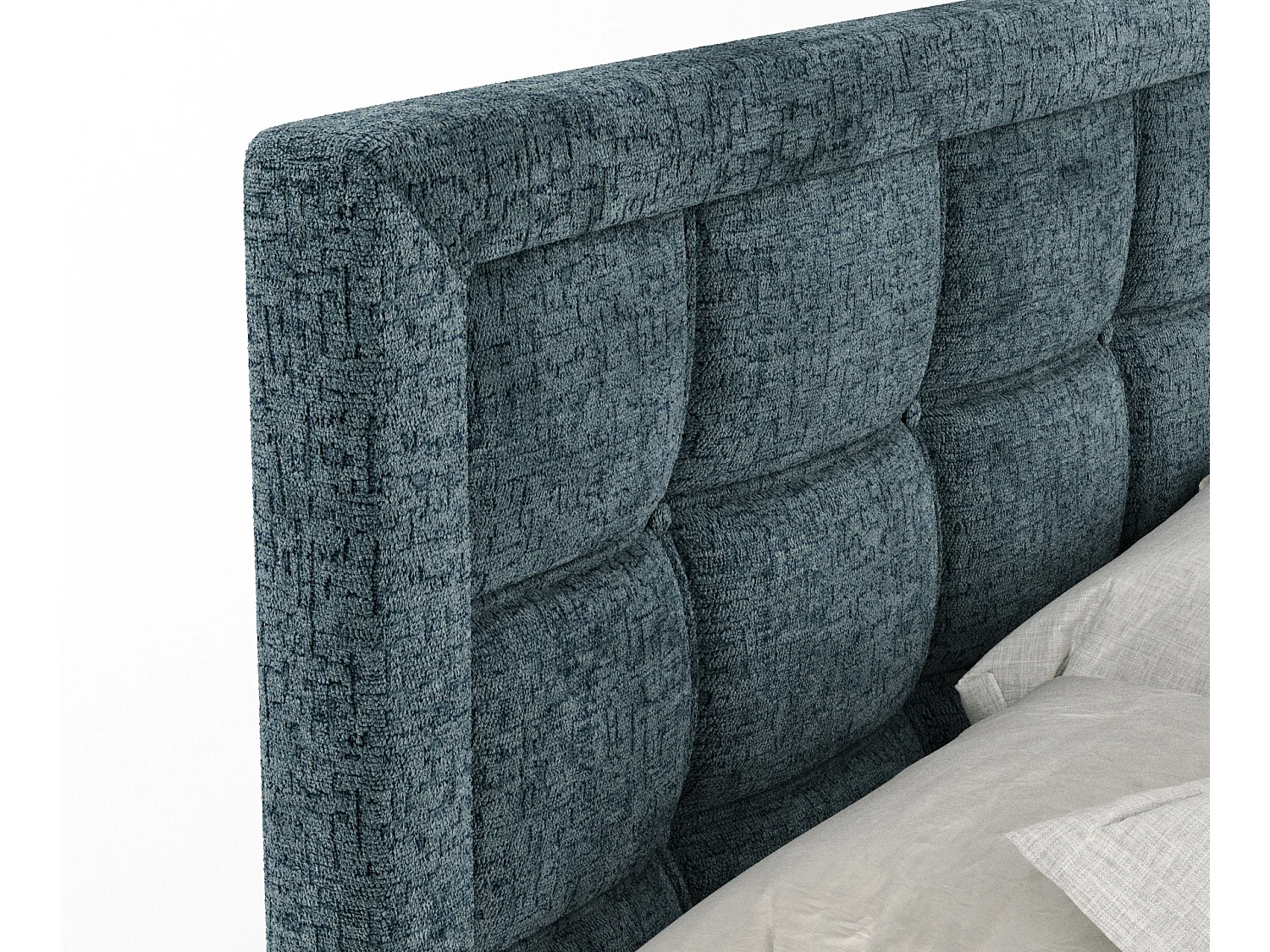 Boxspringbett aus Chenille-Stoff Ambrosia - Matratze - Toppermatratze - 160x200 cm - blau