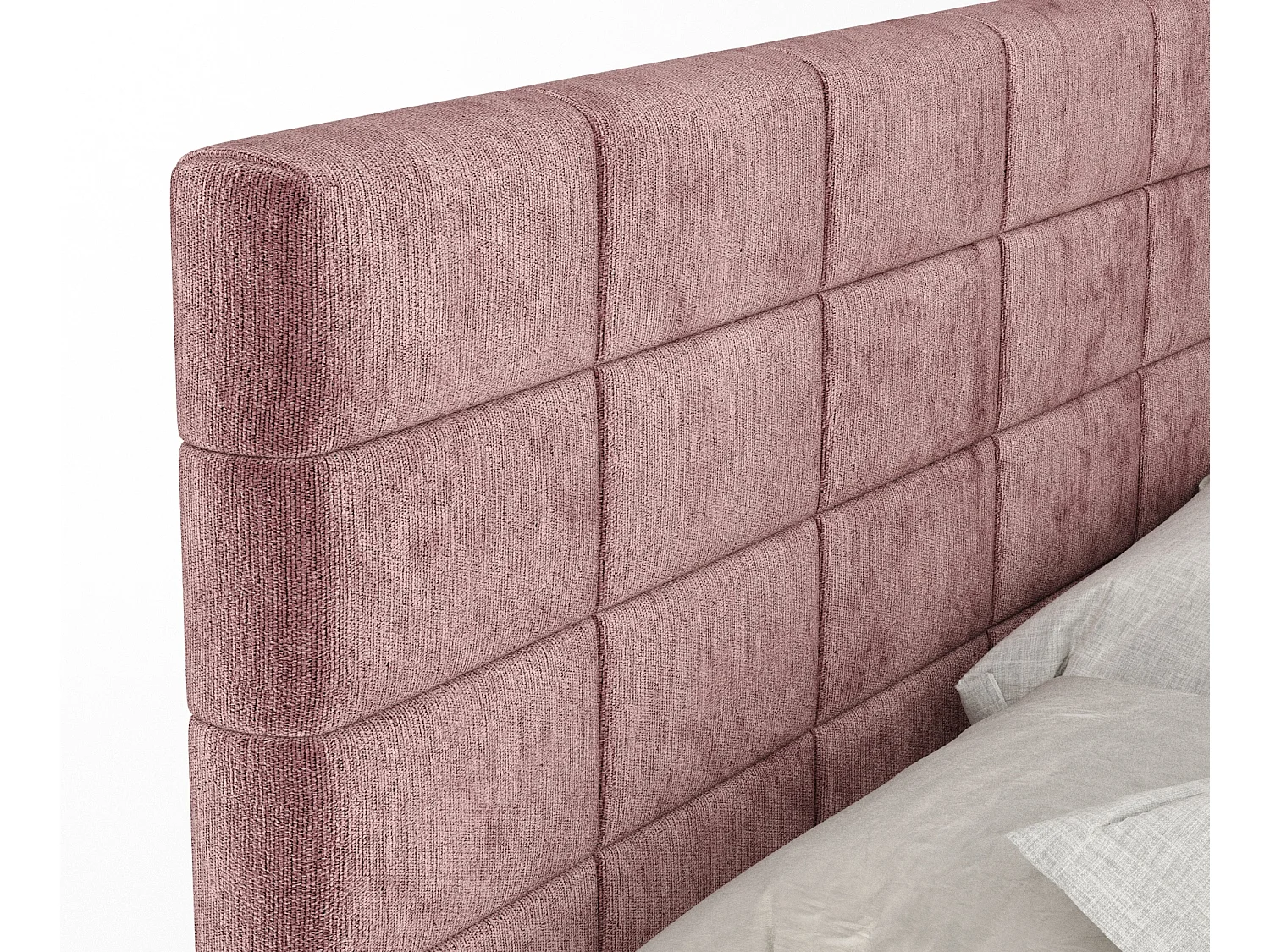 Boxspringbett aus Chenille-Stoff Ava - Matratze - Toppermatratze - 160x200 cm - rosa