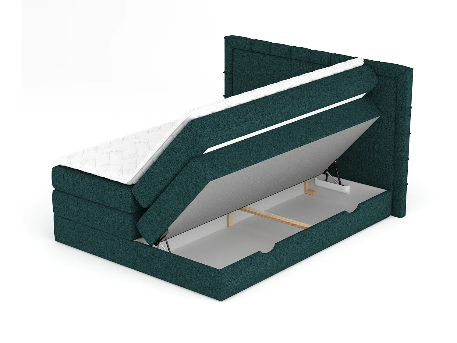 Lit boxspring en toile tissée Rosabel - matelas - surmatelas - 200x200 cm - vert