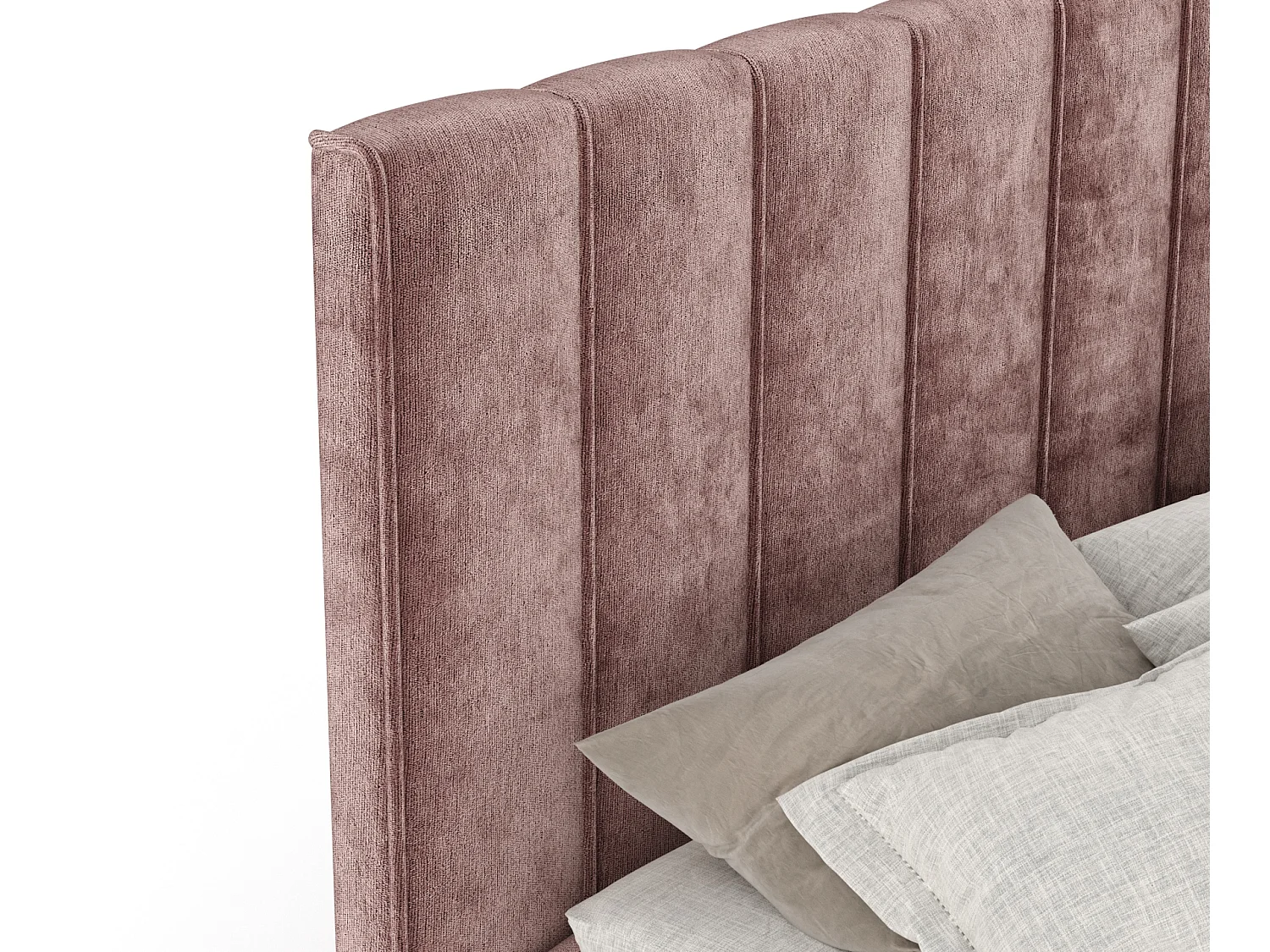 Boxspringbett aus Chenille-Stoff Moretti - Matratze - Toppermatratze - 200x200 cm - rosa