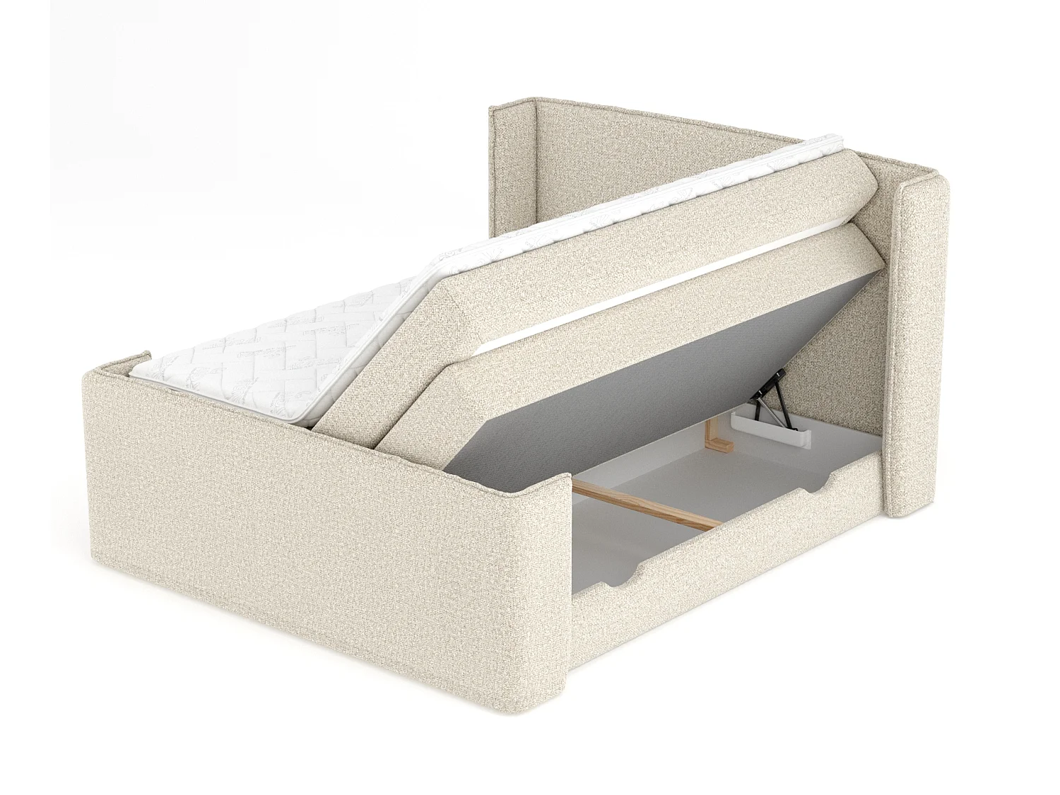 Lit boxspring en tissu bouclette Freeland - matelas - surmatelas - 180x200 cm - beige