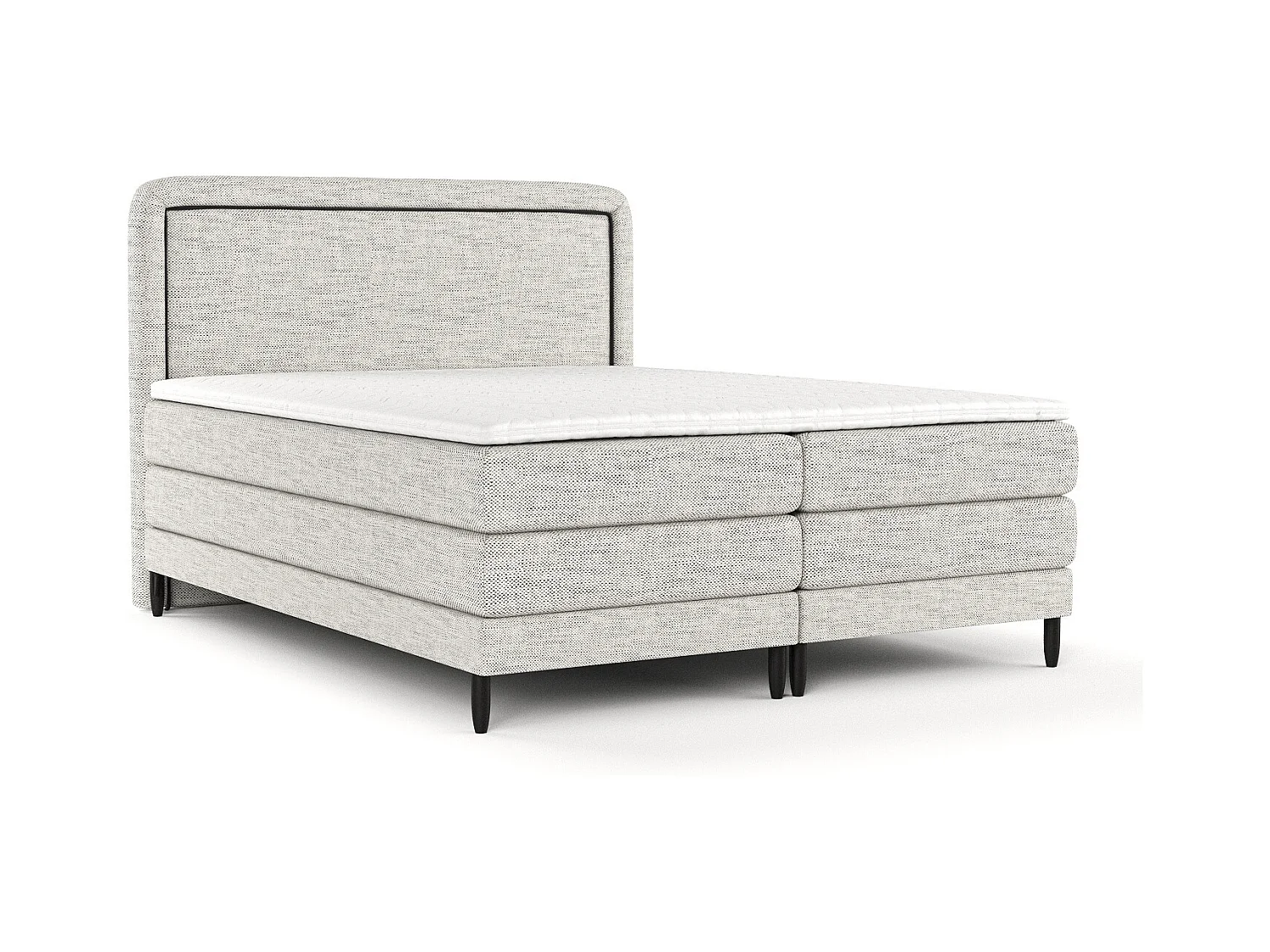 Lit boxspring en toile tissée Dove - matelas - surmatelas - 200x200 cm - gris clair