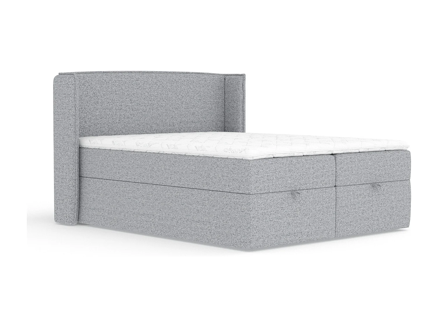 Boxspringbett aus Webstoff Passion - Matratze - Toppermatratze - 200x200 cm - grau