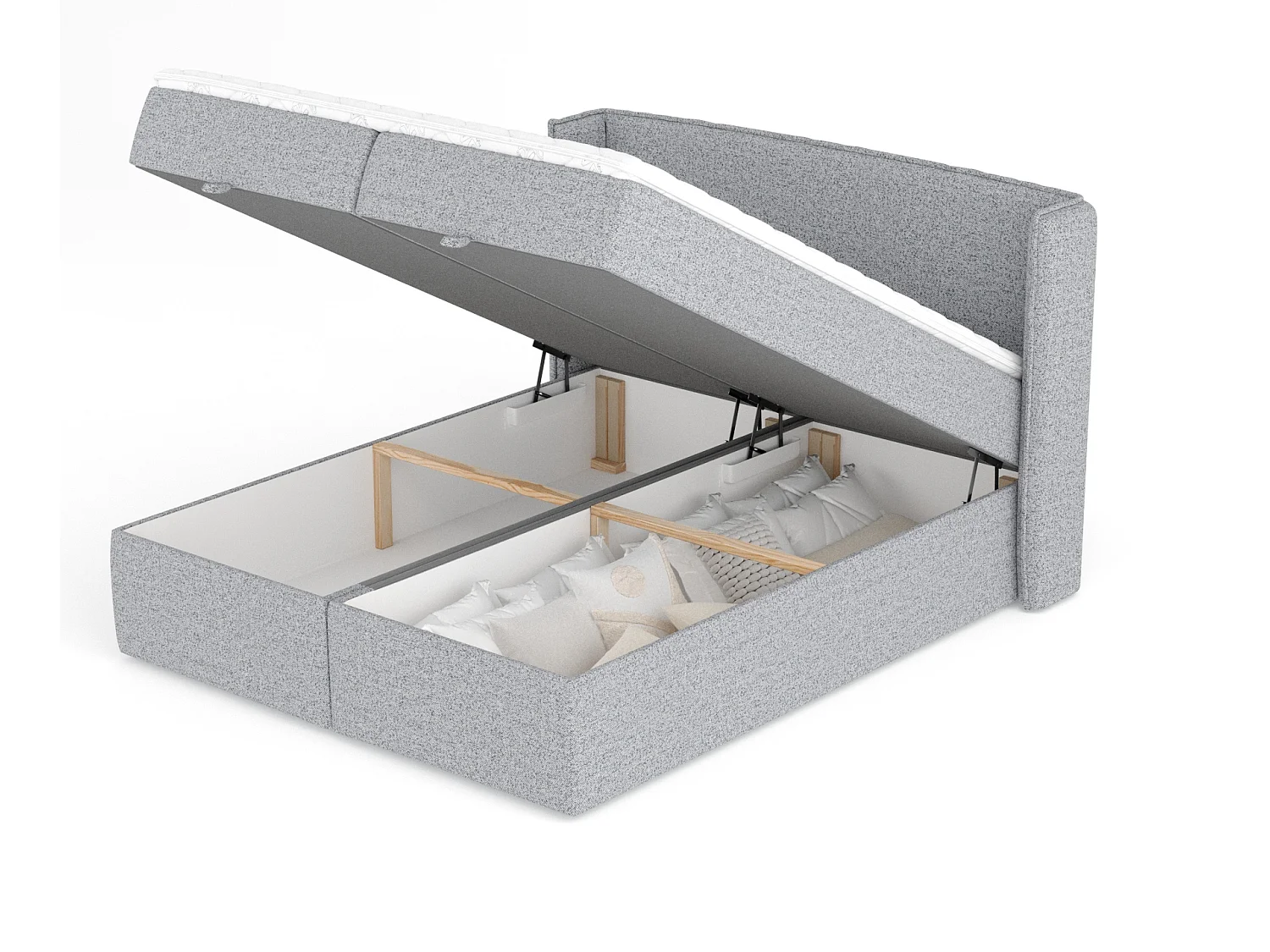 Boxspringbett aus Webstoff Passion - Matratze - Toppermatratze - 200x200 cm - grau