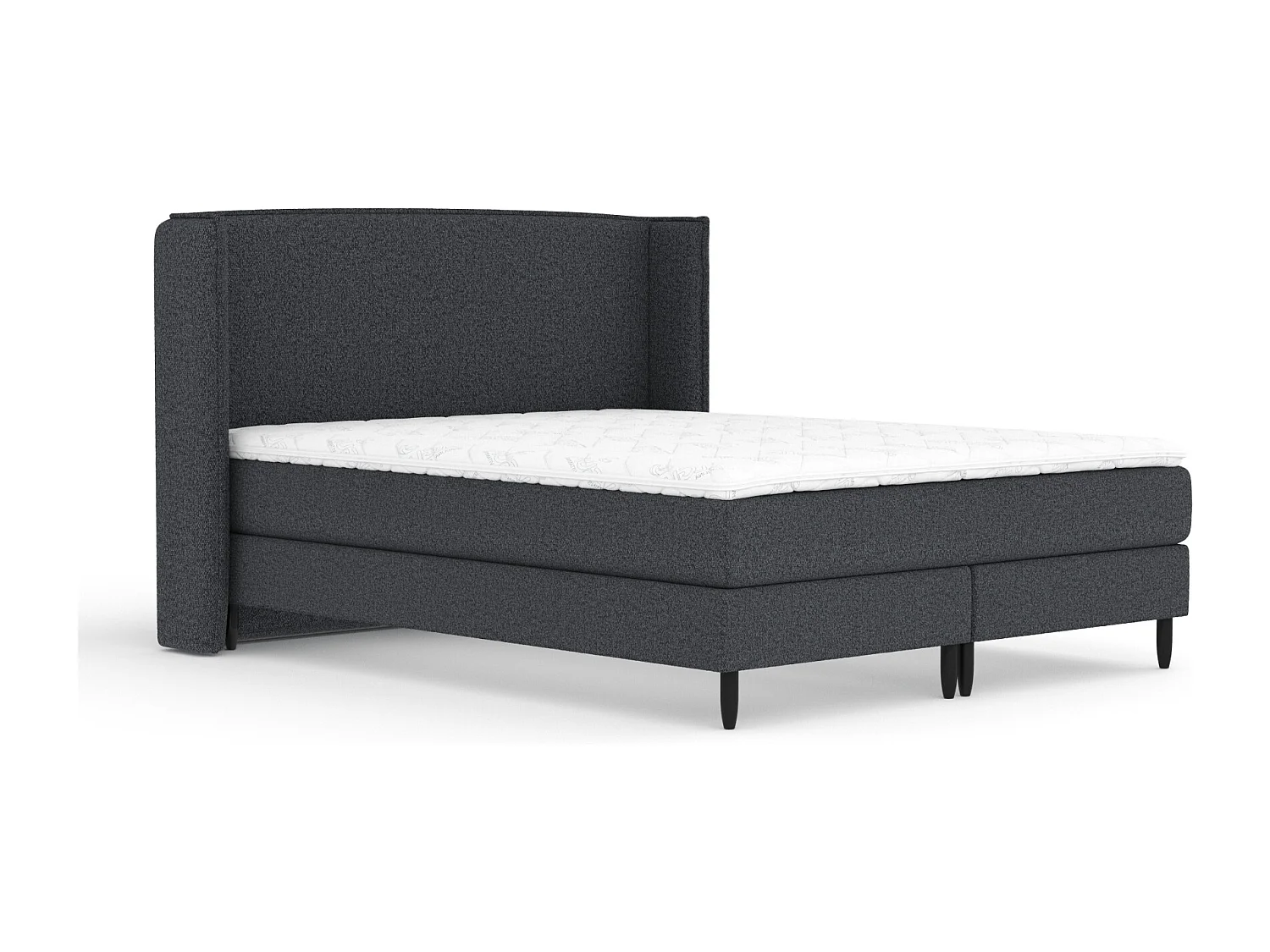Lit boxspring en toile tissée Ardis - matelas - surmatelas - 180x200 cm - noir