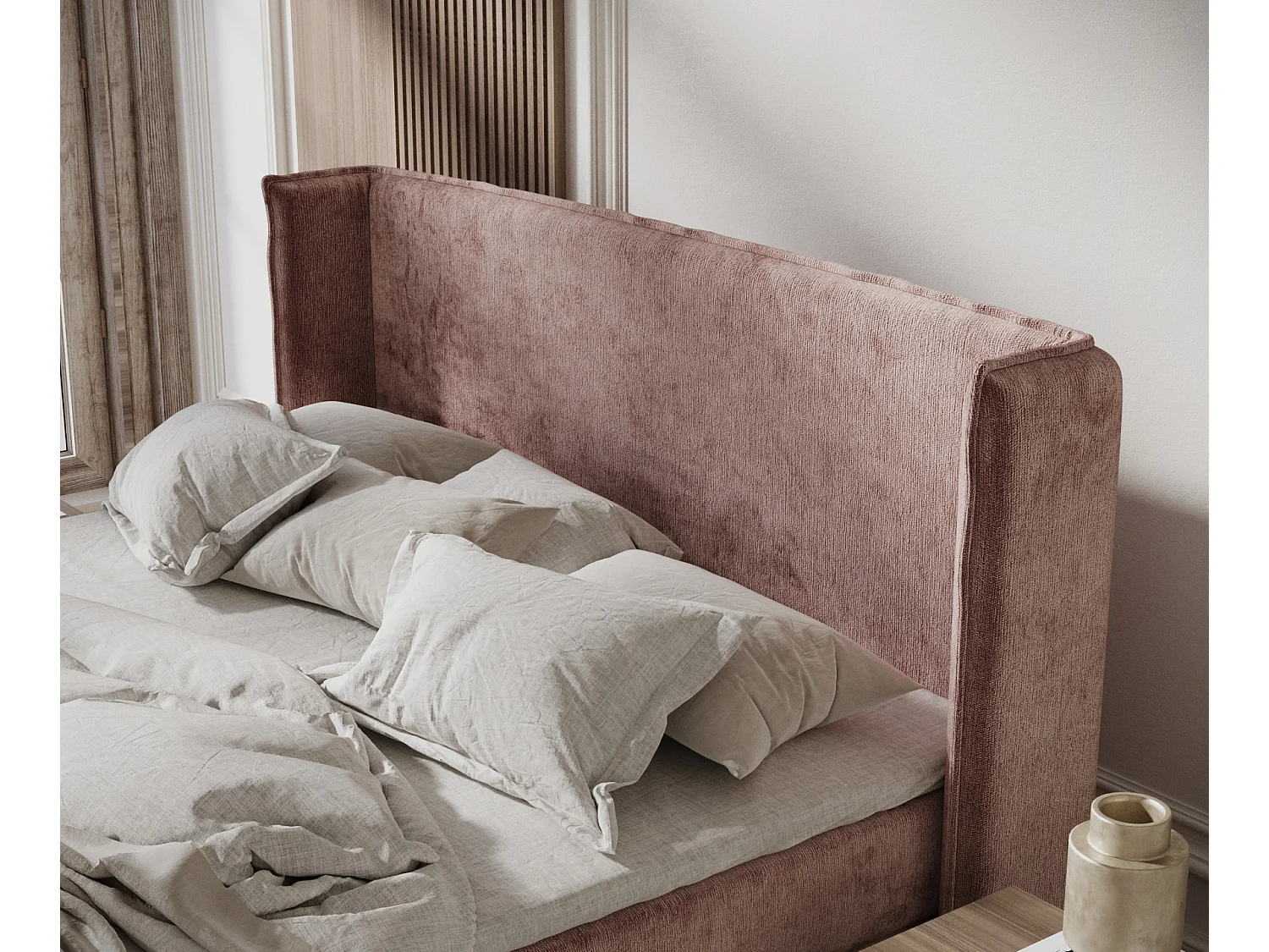 Boxspringbett aus Chenille-Stoff Ardis - Matratze - Toppermatratze - 180x200 cm - rosa