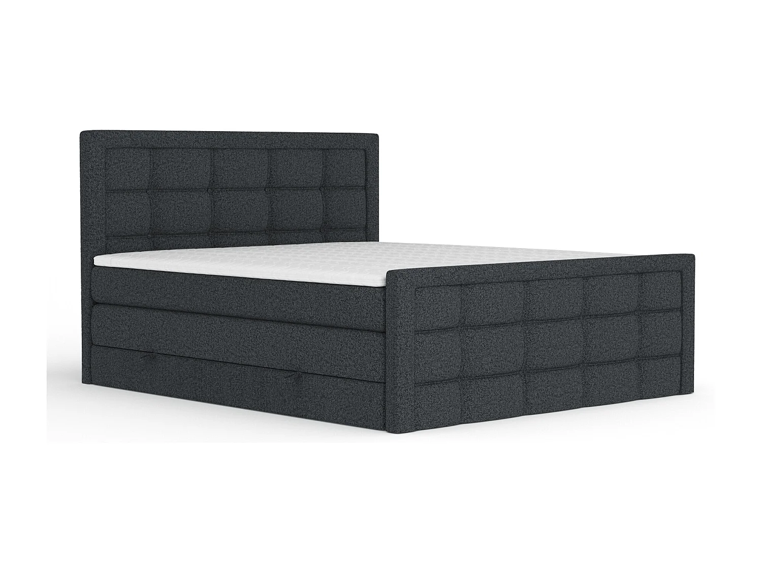 Boxspringbett aus Webstoff Ambrosia - Matratze - Toppermatratze - 160x200 cm - schwarz