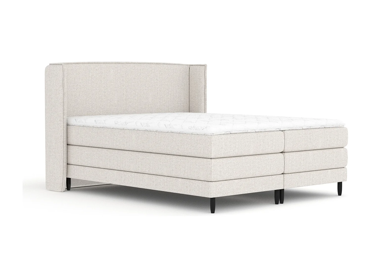 Boxspringbett aus Webstoff Carizzo - Matratze - Toppermatratze - 160x200 cm - beige