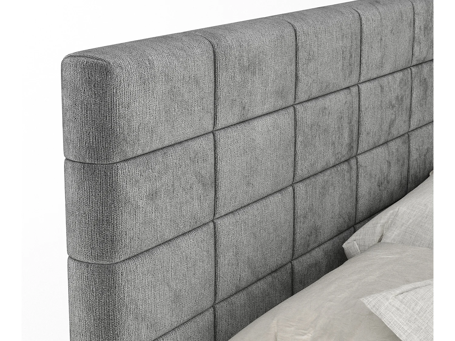 Boxspringbett aus Chenille-Stoff Ava - Matratze - Toppermatratze - 140x200 cm - grau