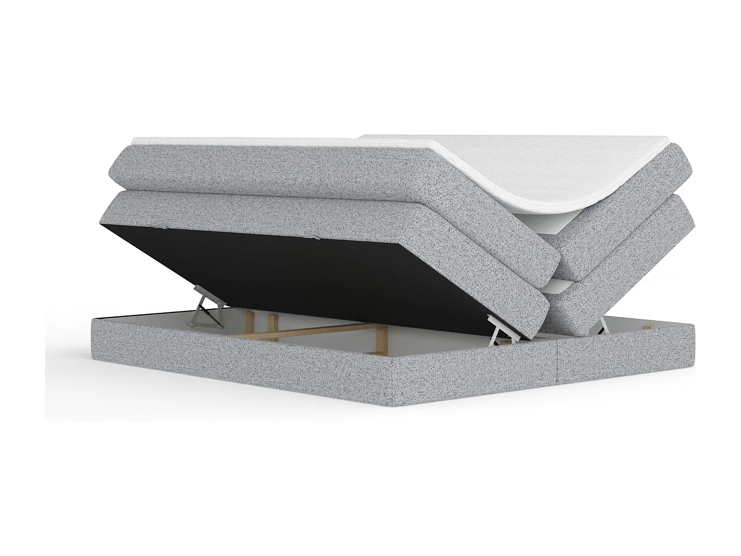 Lit boxspring en toile tissée Juniper - matelas - surmatelas - 180x200 cm - gris