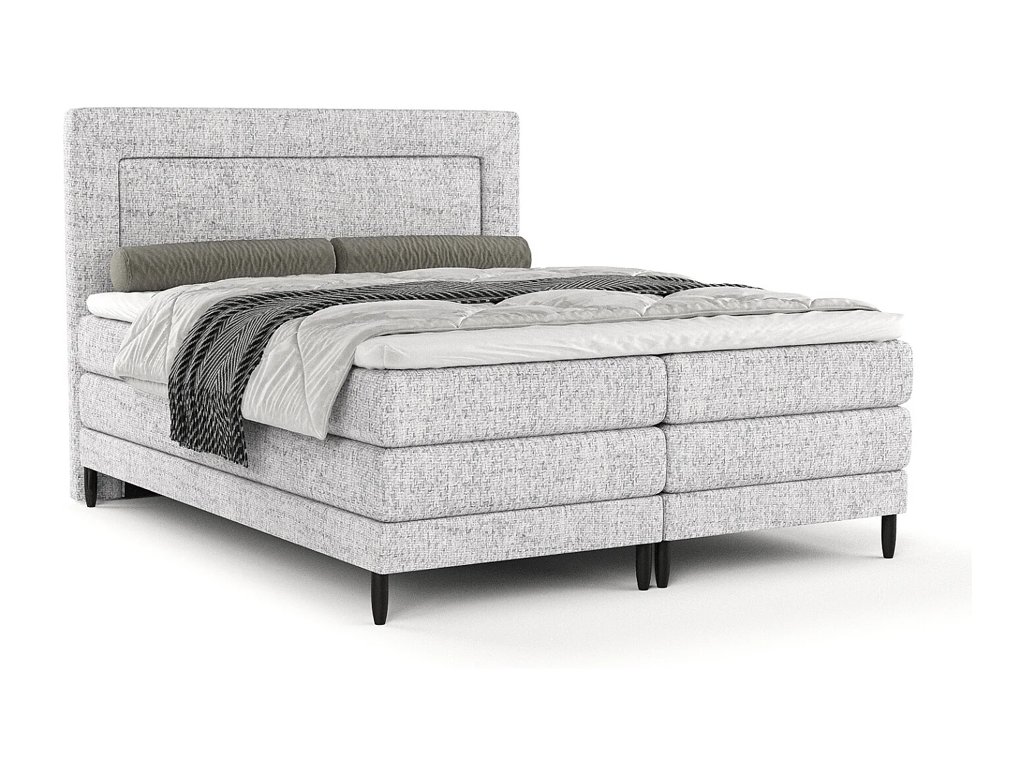 Boxspringbett aus Webstoff Madame - Matratze - Toppermatratze - 140x200 cm - hellgrau