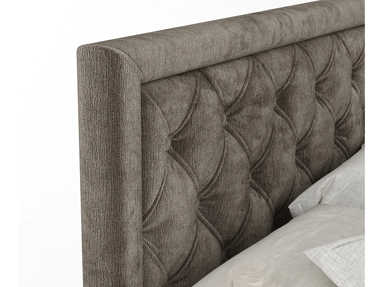 Boxspringbett aus Chenille-Stoff Aurelia - Matratze - Toppermatratze - 200x200 cm - braun