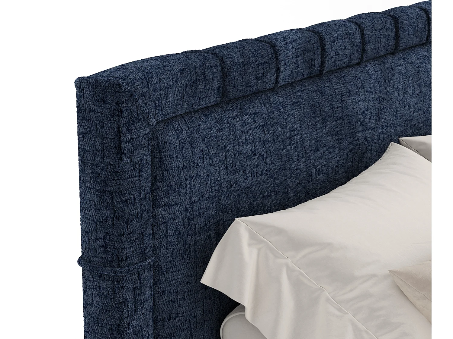 Boxspringbett aus Chenille-Stoff Rimini - materac - topper - 160x200 cm - marineblau