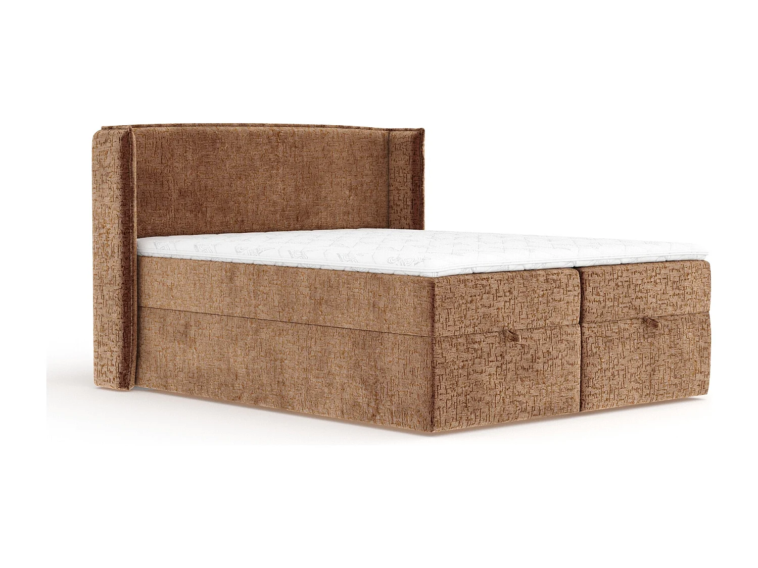 Boxspringbett aus Chenille-Stoff Passion - Matratze - Toppermatratze - 200x200 cm - kupferfarbe