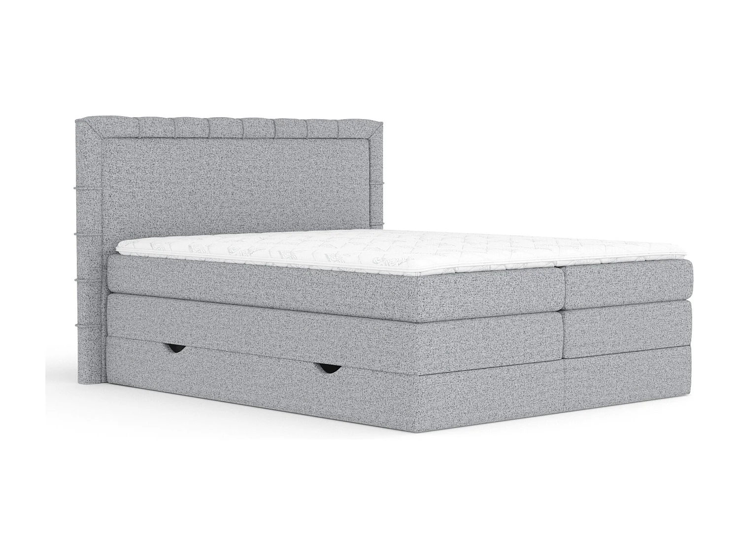 Boxspringbett aus Webstoff Rosabel - Matratze - Toppermatratze - 200x200 cm - grau