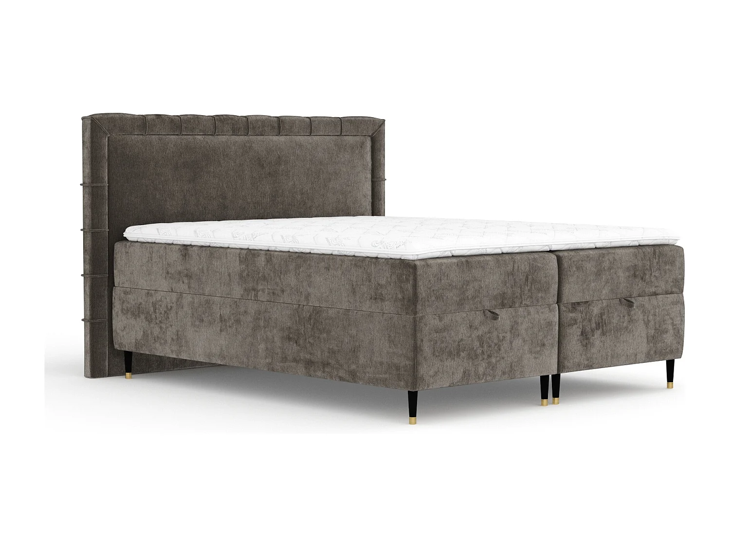 Boxspringbett aus Chenille-Stoff Voyage - Matratze - Toppermatratze - 180x200 cm - braun