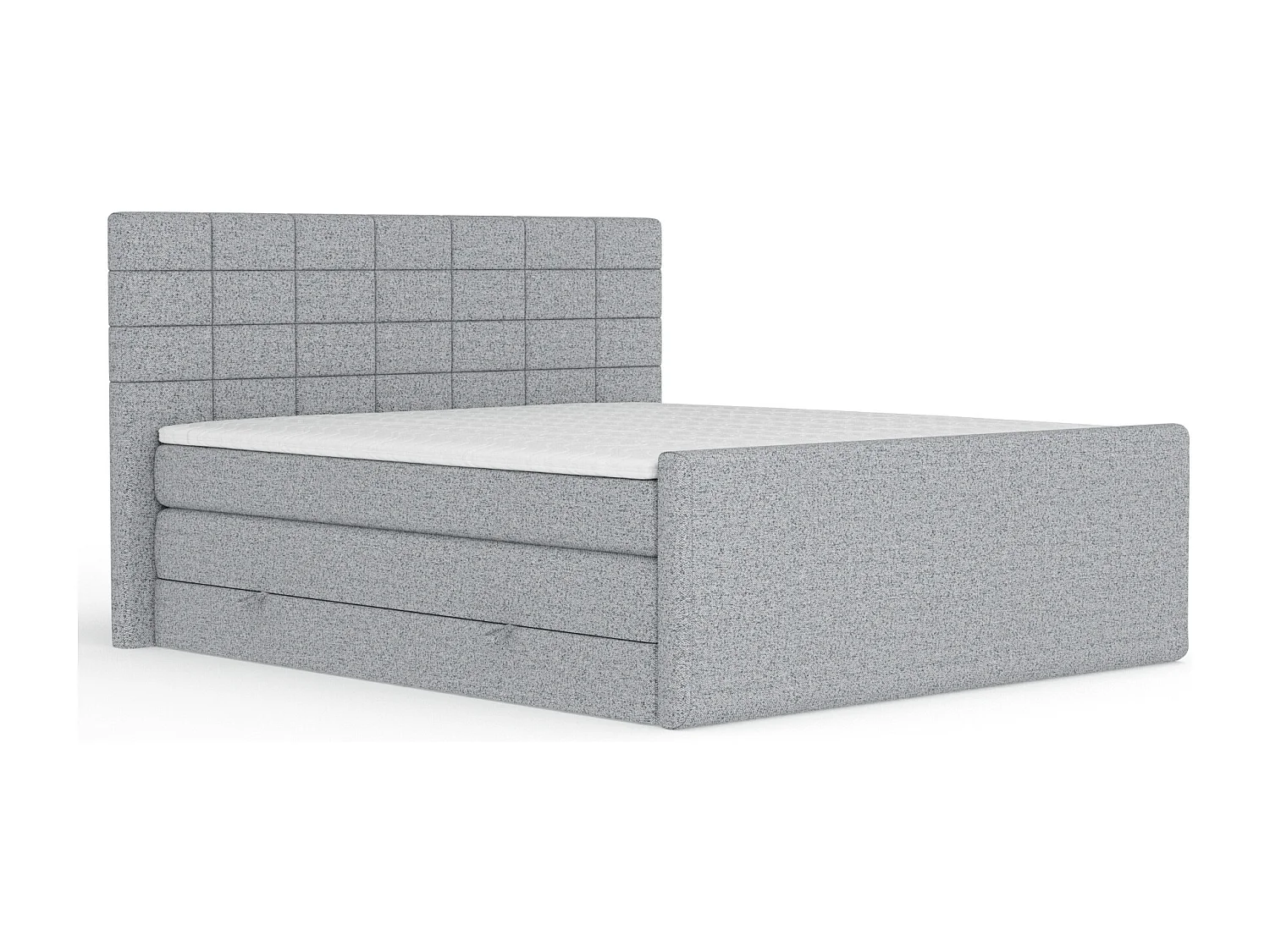 Boxspringbett aus Webstoff Ava - Matratze - Toppermatratze - 160x200 cm - grau