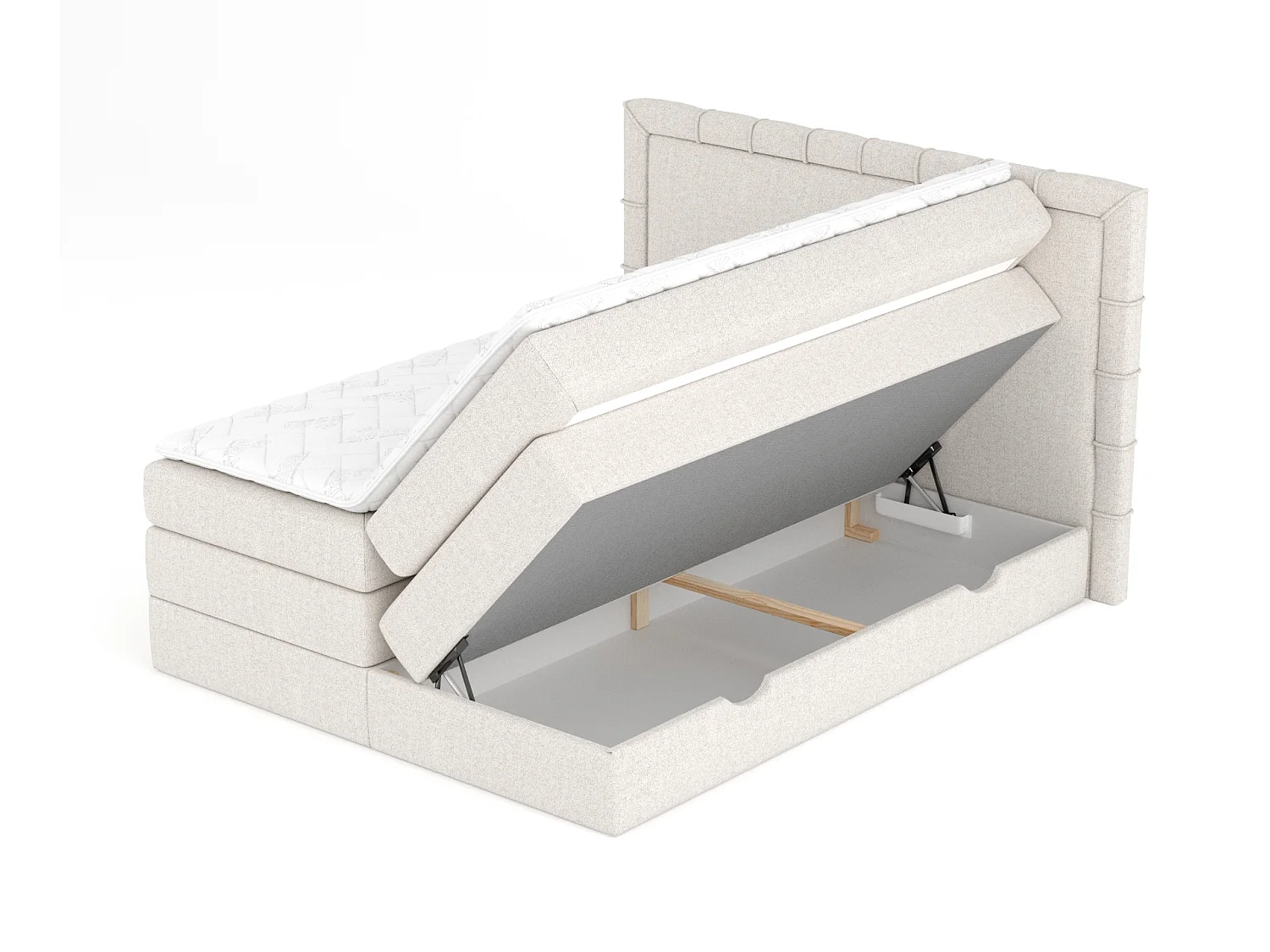 Boxspringbett aus Webstoff Rosabel - Matratze - Toppermatratze - 180x200 cm - beige