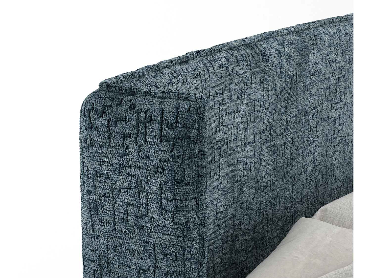 Lit boxspring en tissu chenille Ardis - matelas - surmatelas - 200x200 cm - bleu