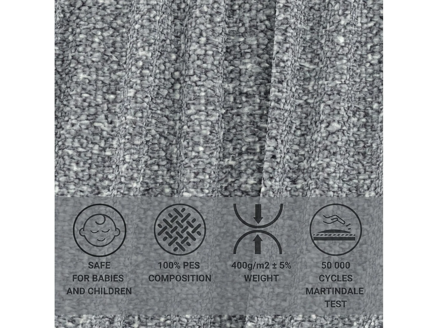 Boxspringbett aus Boucle-Stoff Ardis - Matratze - Toppermatratze - 140x200 cm - grau