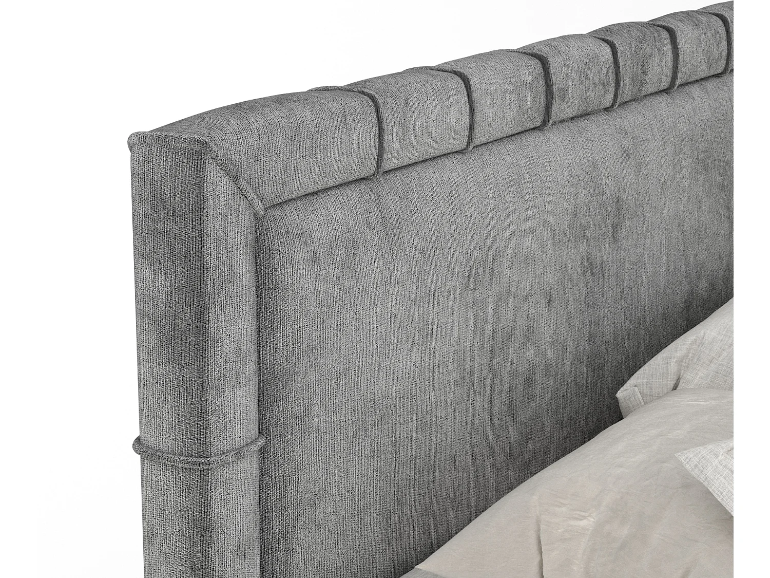 Boxspringbett aus Chenille-Stoff Voyage - Matratze - Toppermatratze - 180x200 cm - grau