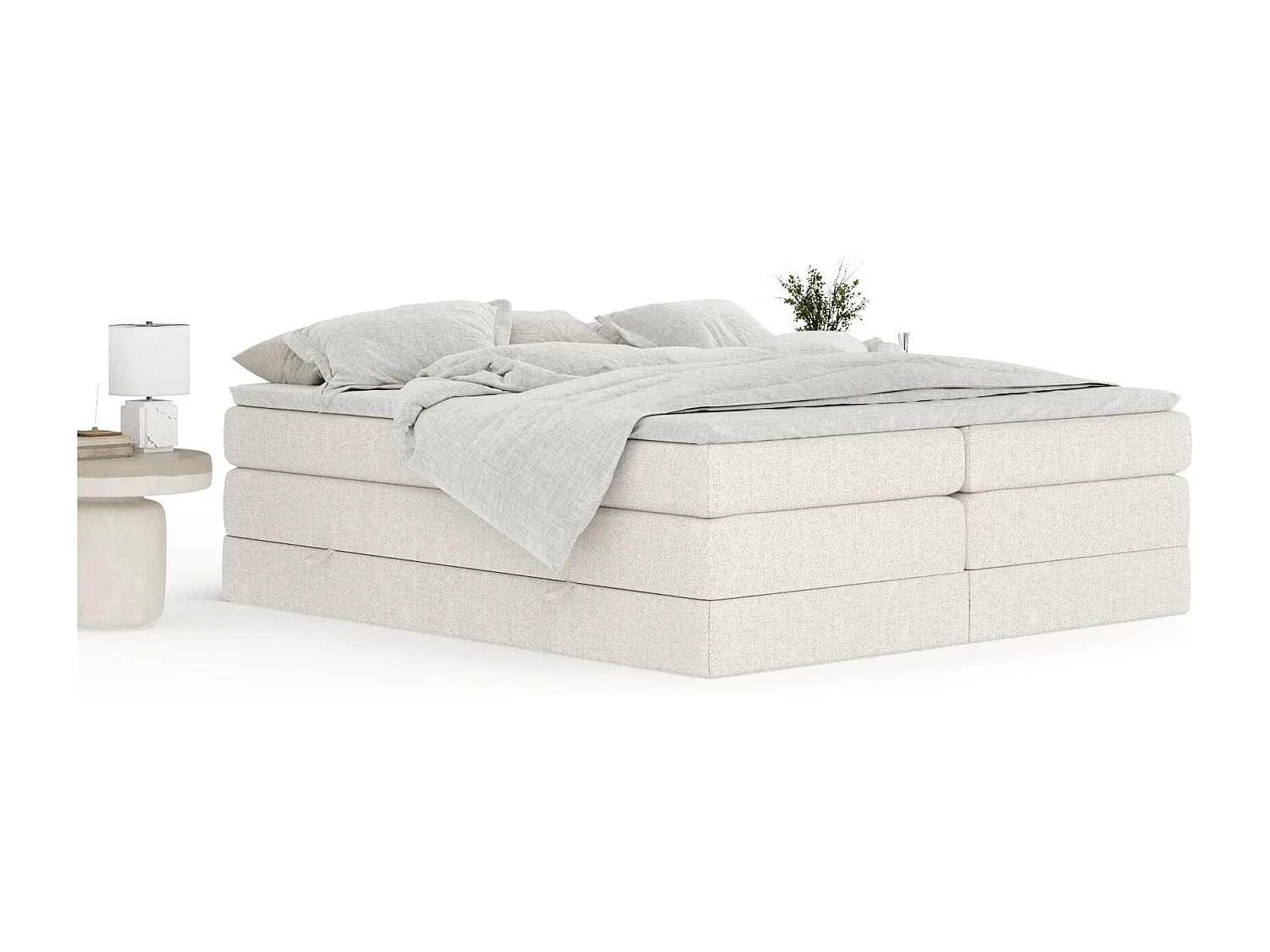 Lit boxspring en toile tissée Juniper - matelas - surmatelas - 180x200 cm - beige