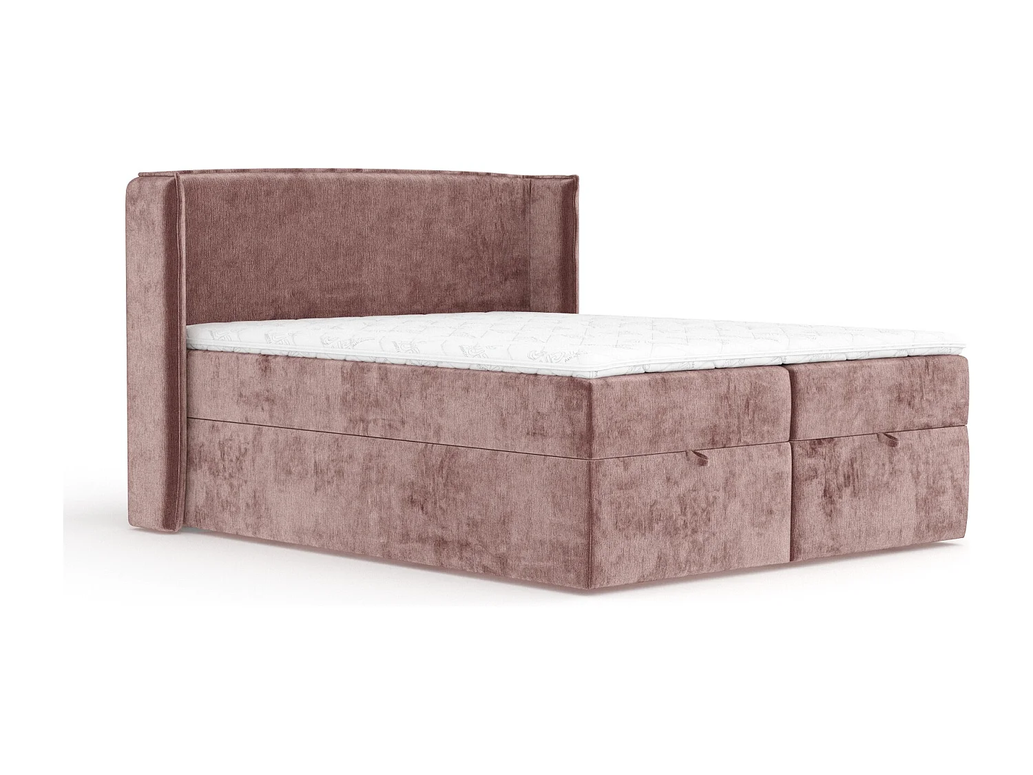 Lit boxspring en tissu chenille Passion - matelas - surmatelas - 160x200 cm - rose