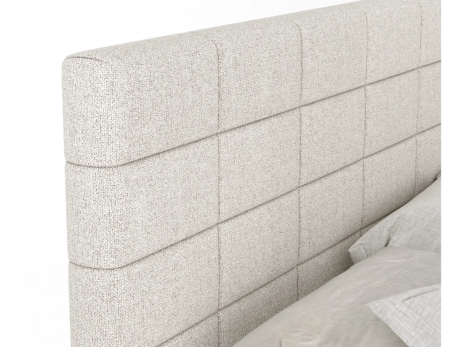 Lit boxspring en toile tissée Ava - matelas - surmatelas - 200x200 cm - beige