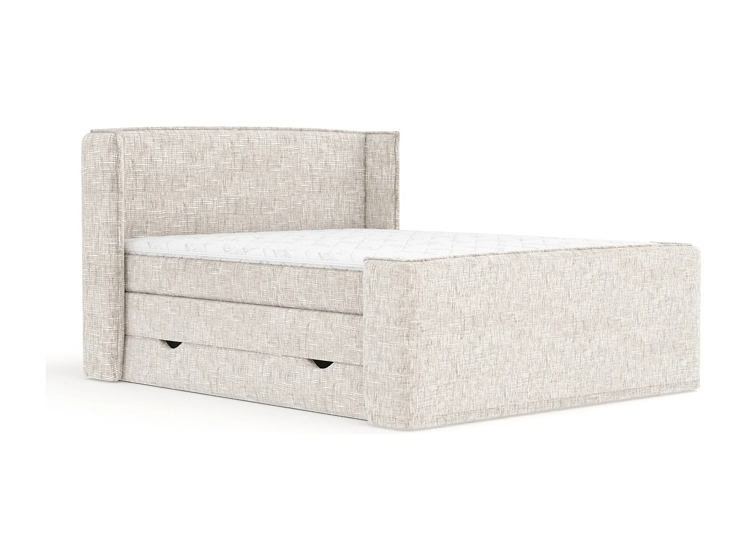 Boxspringbett aus Webstoff Freeland - Matratze - Toppermatratze - 180x200 cm - creme