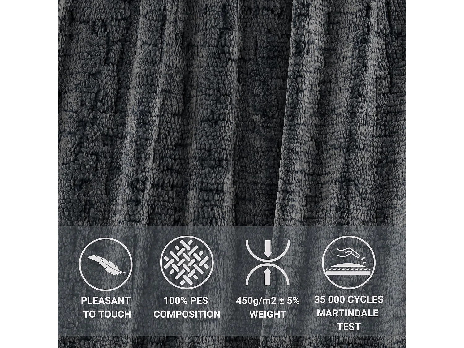 Boxspringbett aus Chenille-Stoff Rimini - materac - topper - 200x200 cm - anthrazit