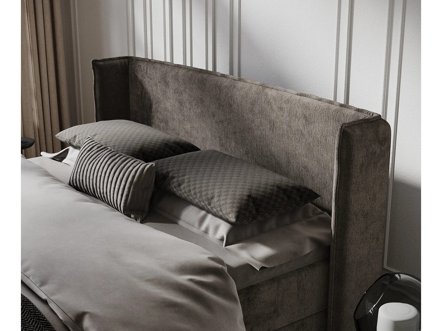 Lit boxspring en tissu chenille Passion - matelas - surmatelas - 180x200 cm - brun